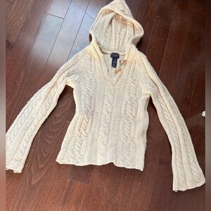 American Eagle Hooded Cableknit Flared Sleeves Lambswool